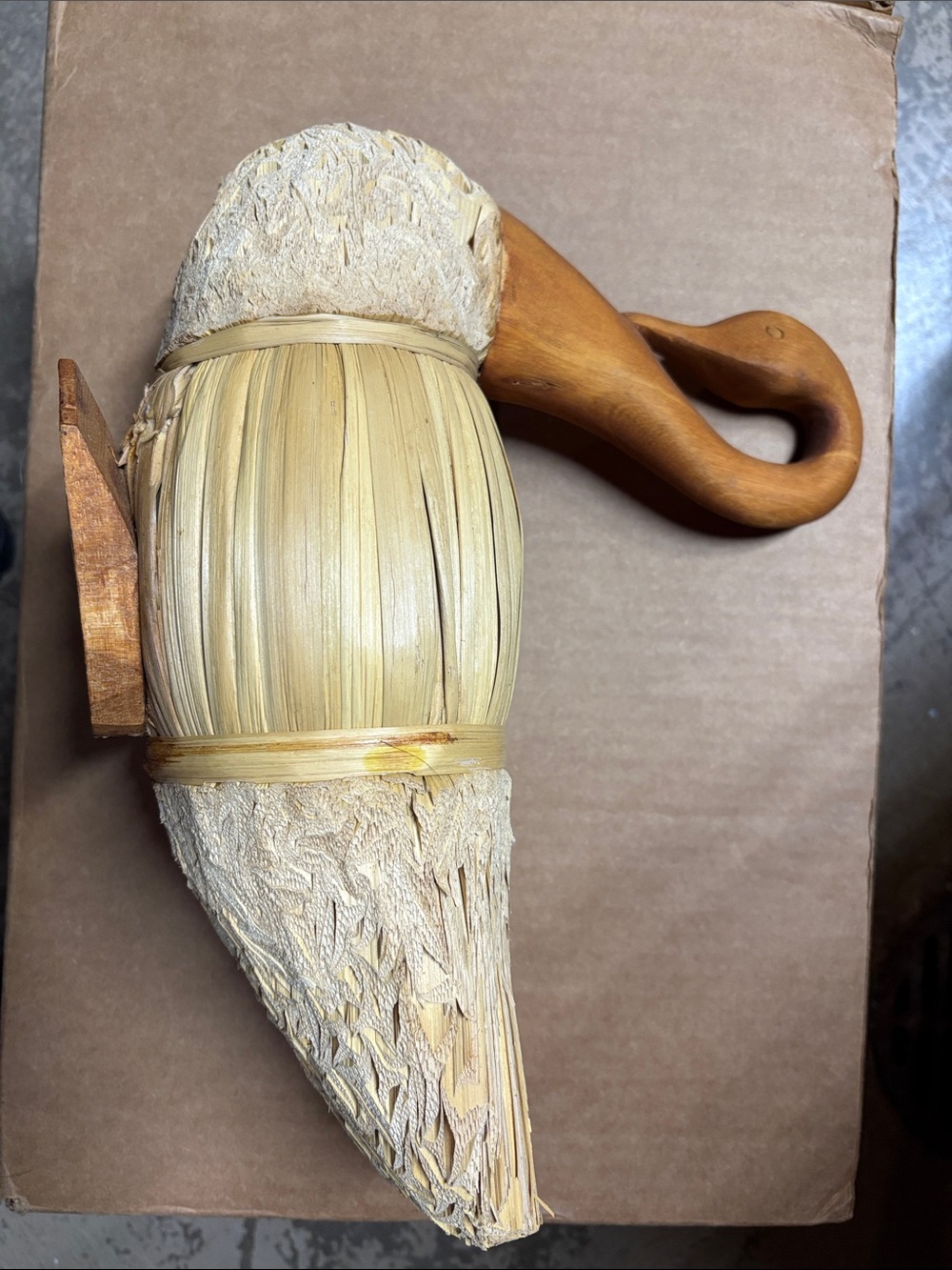 Vintage Handcrafted Natural Wood and Straw Decorative Centerpiece - Neutral Tan